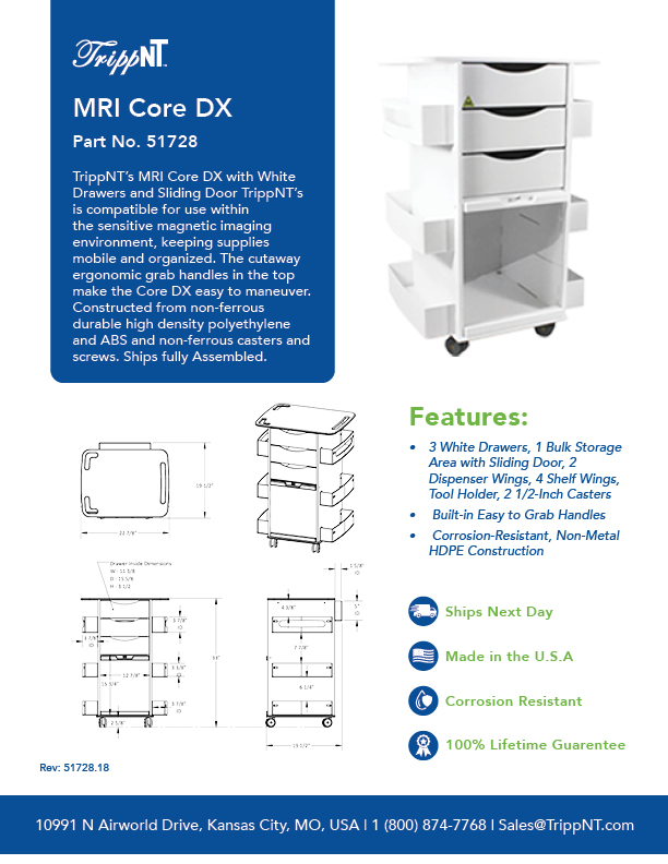 Polyethylene Medical MRI Core DX with Sliding Door, 22 7/8